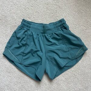 Women’s Lululemon teal size 2 hotty hot shorts 4” (fit more like 3”)